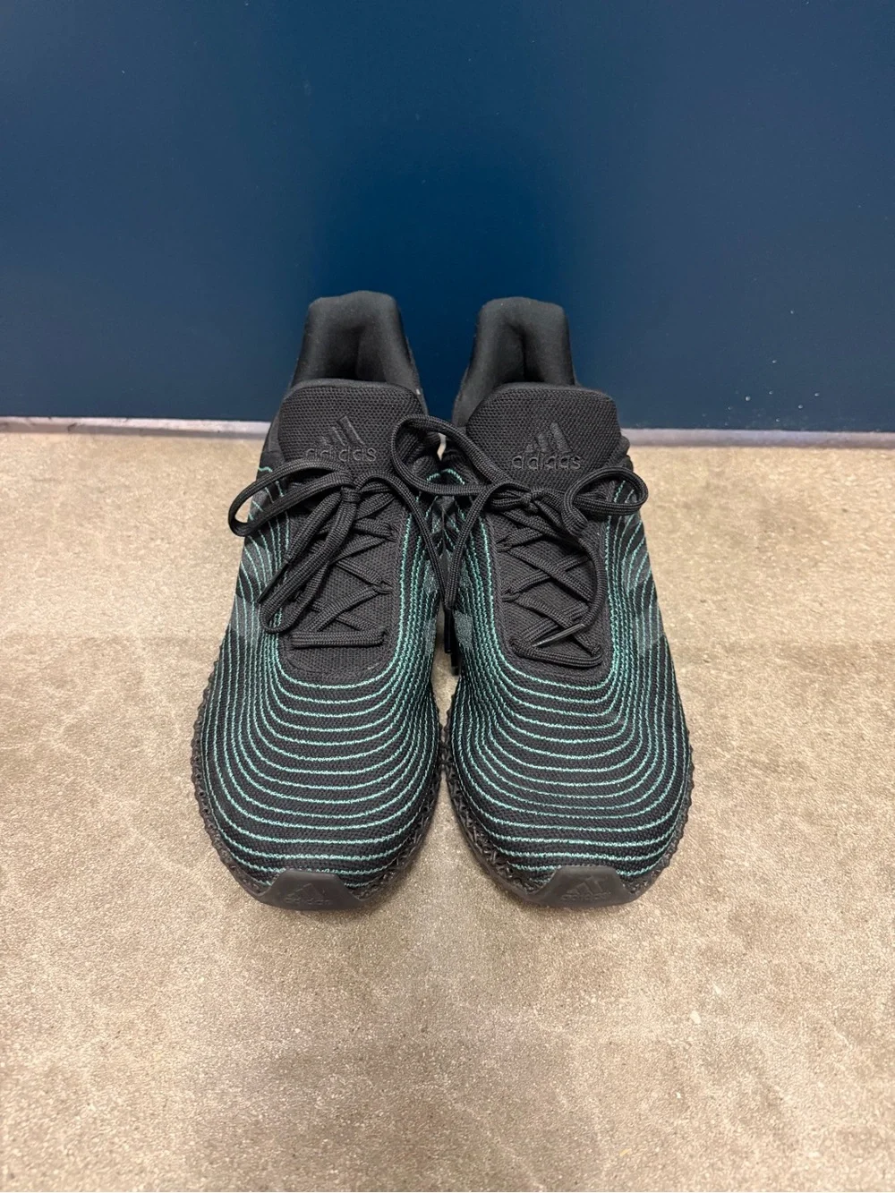 MENS ADIDAS x PARLEY ULTRA 4D UCAGED SNEAKERS, SIZE US 11, BLACK BLUE SPIRIT